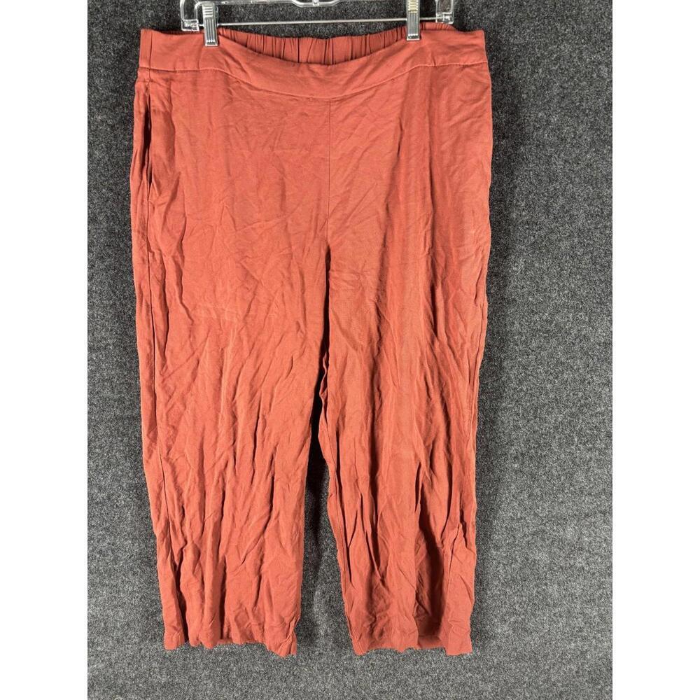 Old Navy Pants Women XL Pink High Rise Flat Front Wide Leg Playa Pull On Pockets